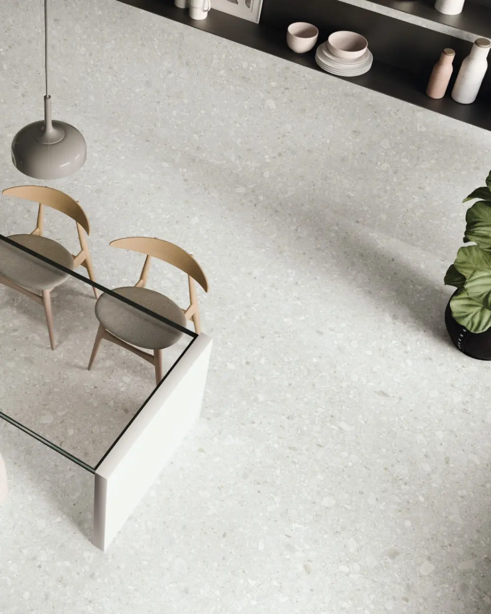 Fliesen Terrazzo Optik Weiß 60x120 cm | Greystone White