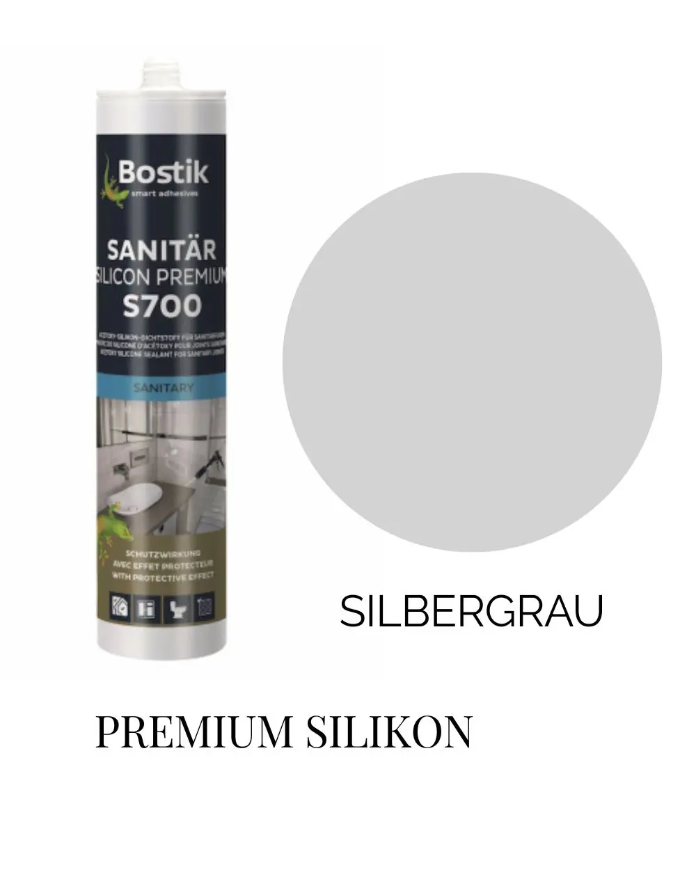 Bostik Sanitary Silicone Silbergrau Professional 300 ml - Order high quality silicone online!