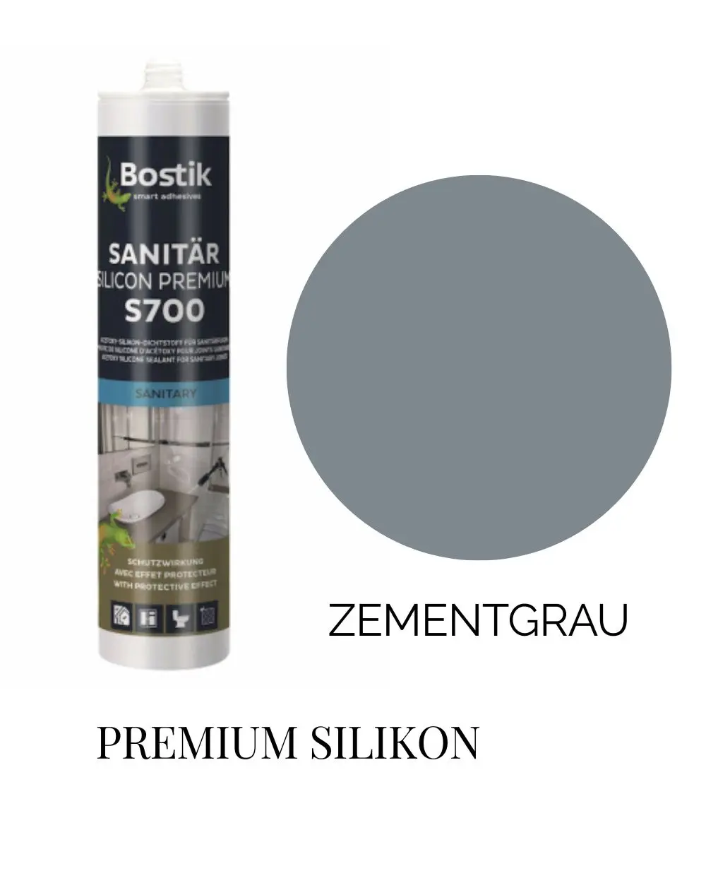 Bostik Sanitary Silicone Zementgrau Professional 300 ml - Order high quality silicone online!