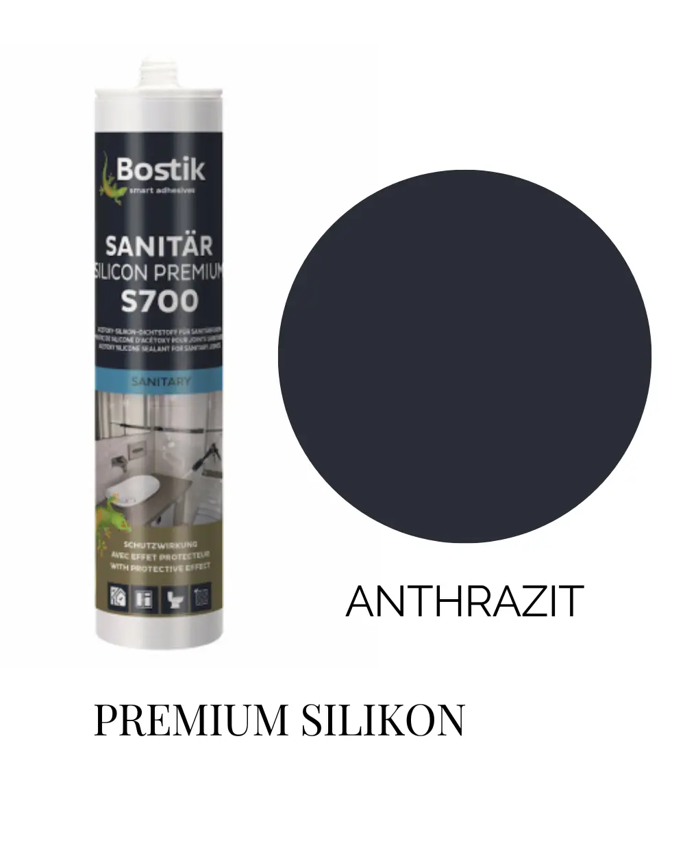 Bostik Sanitary Silicone Antracite Professional 300 ml - Order high quality silicone online!