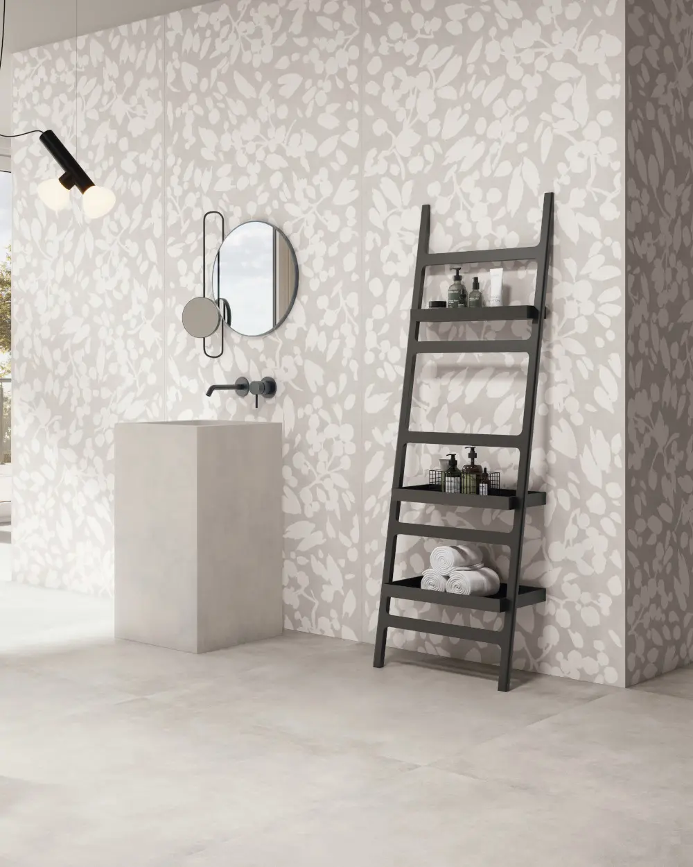 120x280 XXL Dekor Fliesen Betonoptik | Leaf Bianco | MUSTERVERSAND