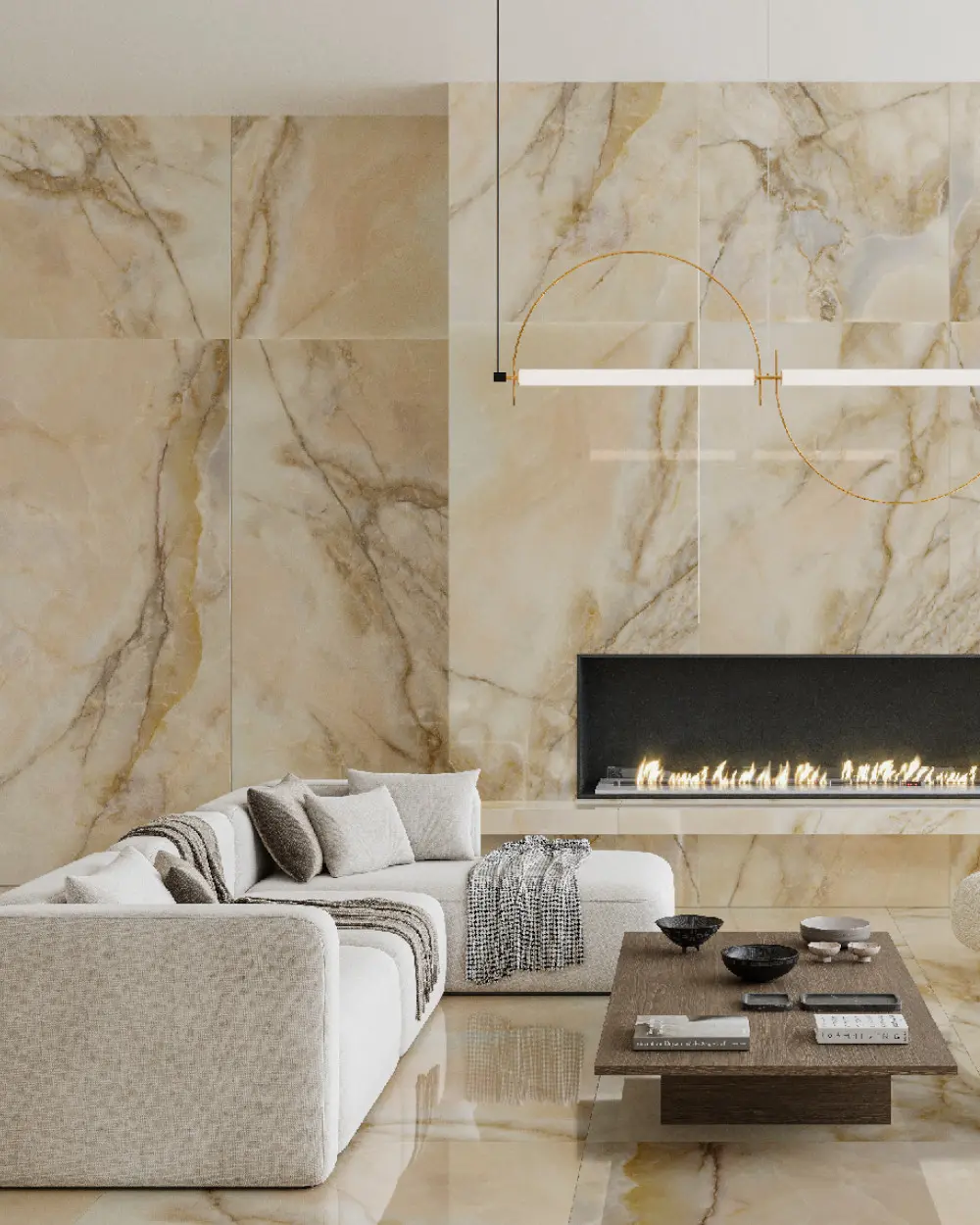 120x280 Poliert Onyx Gold | XXL Fliesen