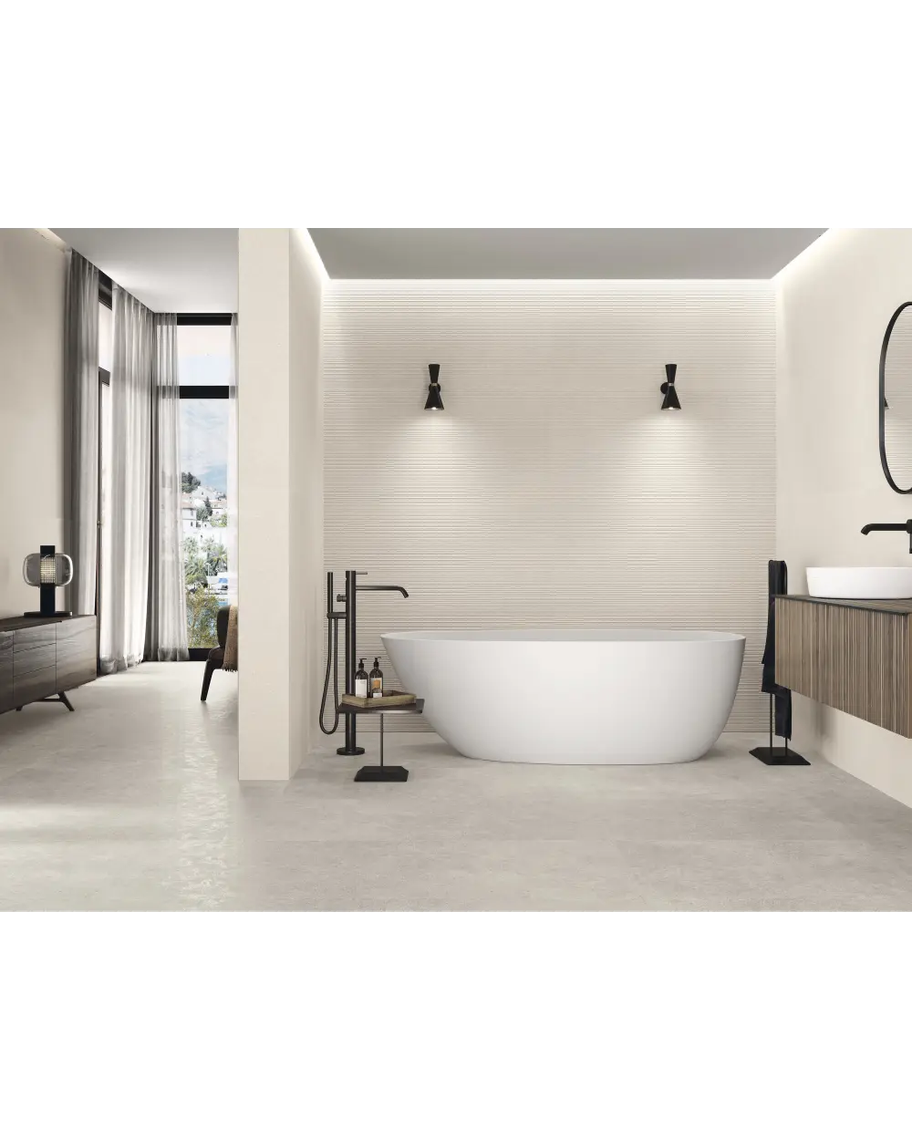 Fliesen in Betonoptik anpoliert 60x120 cm Taupe | Wabi Taupe Lappato