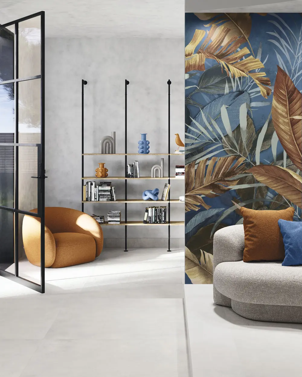 Light concrete-look tiles 120x120 | Work Bianco
