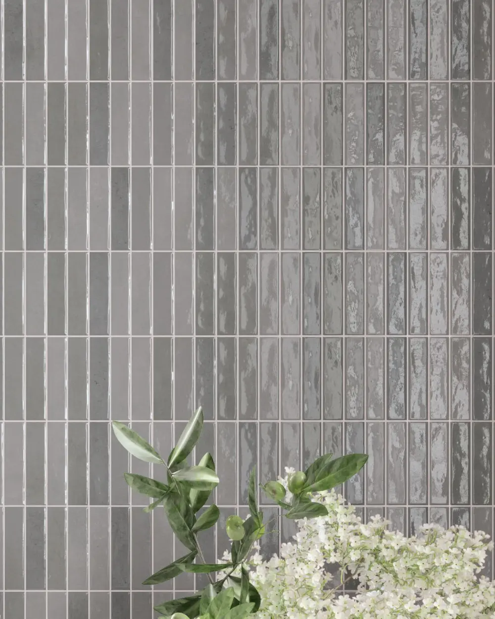 Wall tile sticks grey gloss 10x30 cm | Sample Shipping