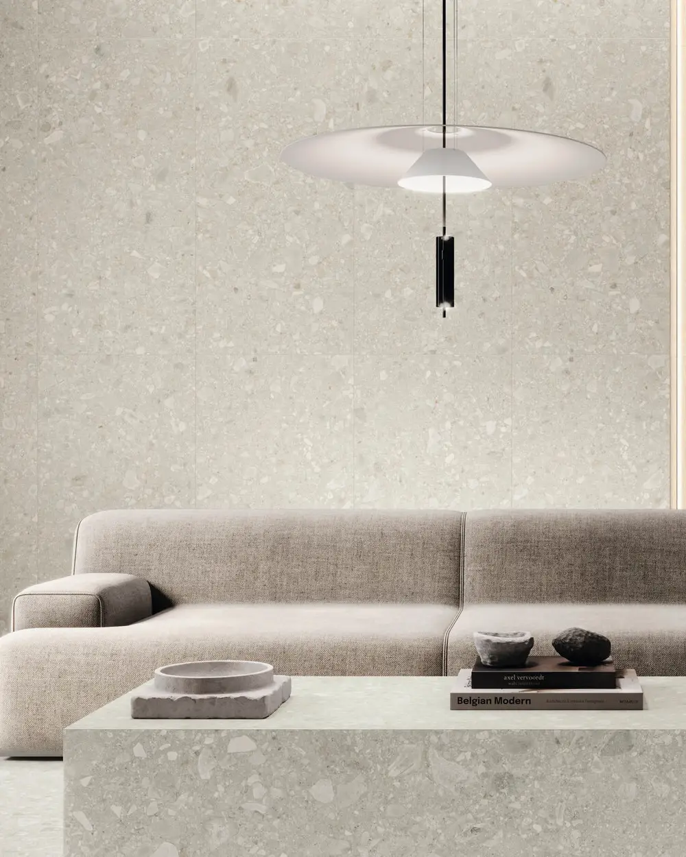 Fliesen Terrazzo Optik Beige 120x120 cm | Greystone Beige