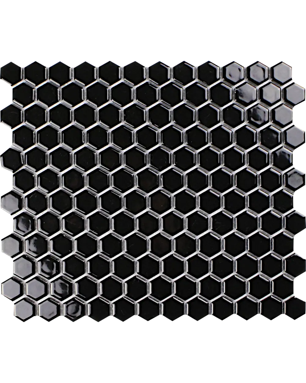 Sechseck Mosaik Schwarz Glänzend 26x30 cm
