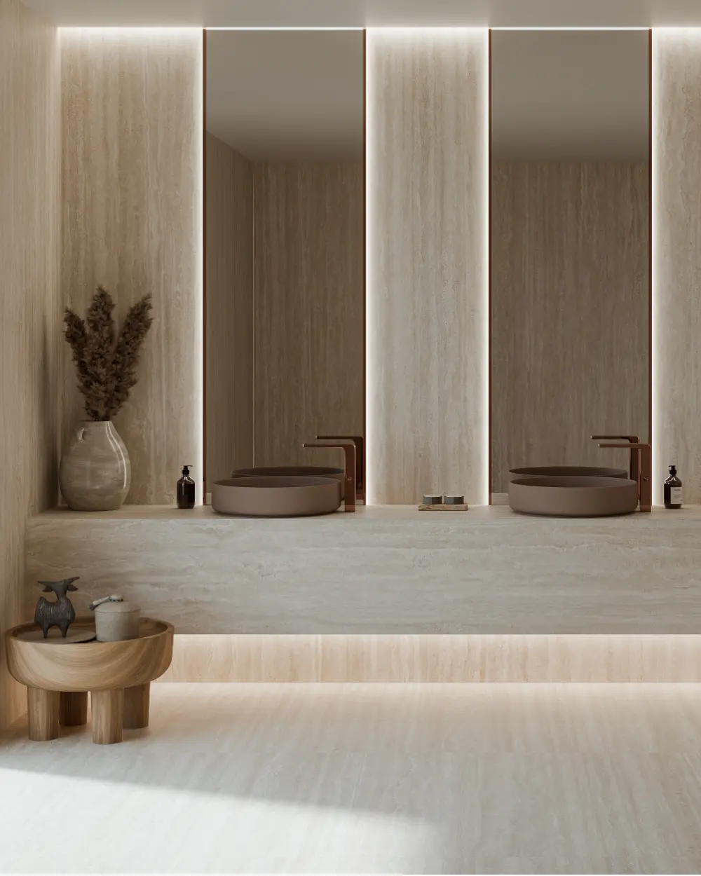 XXL tiles 120x280 cm Matt travertine look | Timeless Cream
