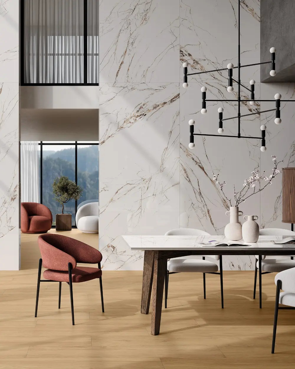 XXL Fliesen 120x280 Poliert Marmoroptik | Indah White