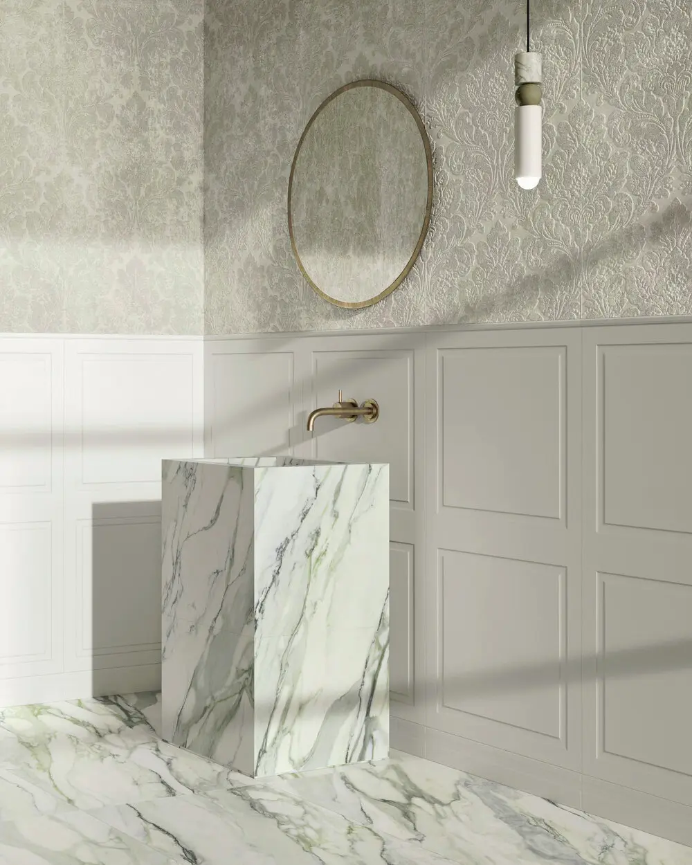 Boiserie Wandfliese 60x120 cm | Bianco