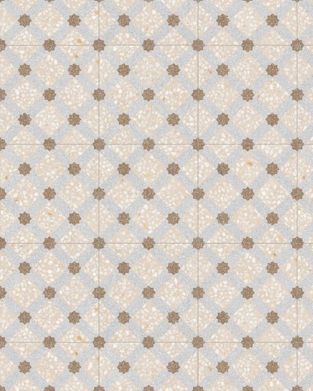 Jugendstil Bodenfliesen Terrazzo Design 30x30 cm Creme