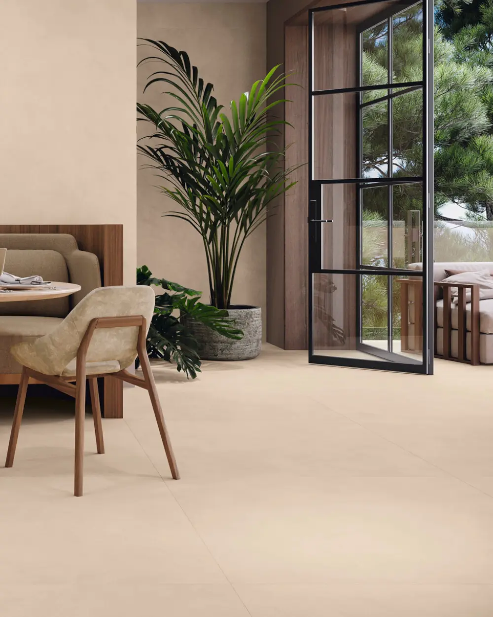 Fliesen Mikrozement-Optik | 120x120 cm Verse Cream R10 B