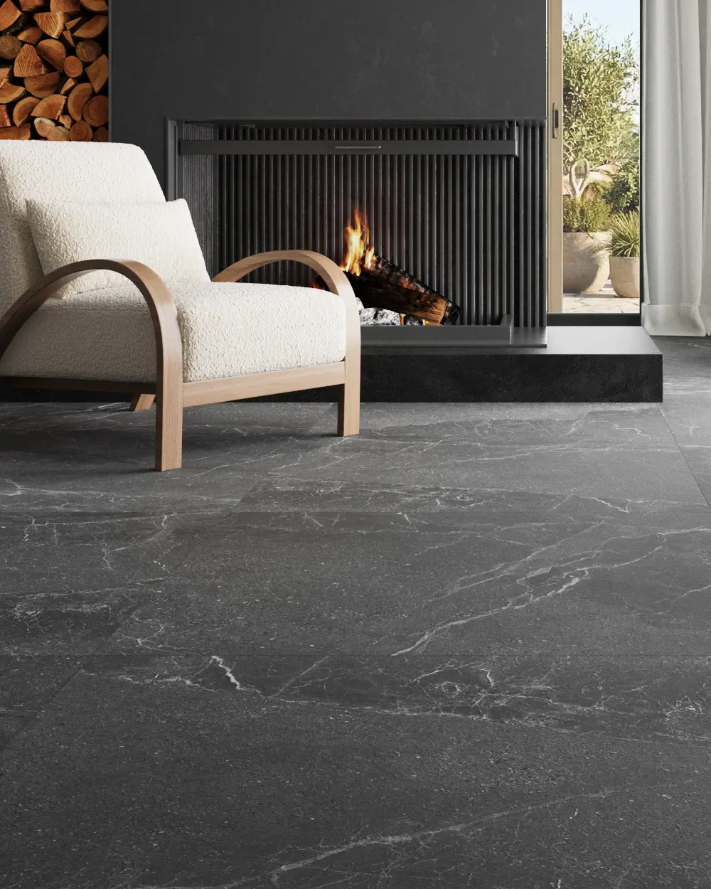 Tiles in Beige Stone Look 100x100 cm | Volt Bone | on Stock