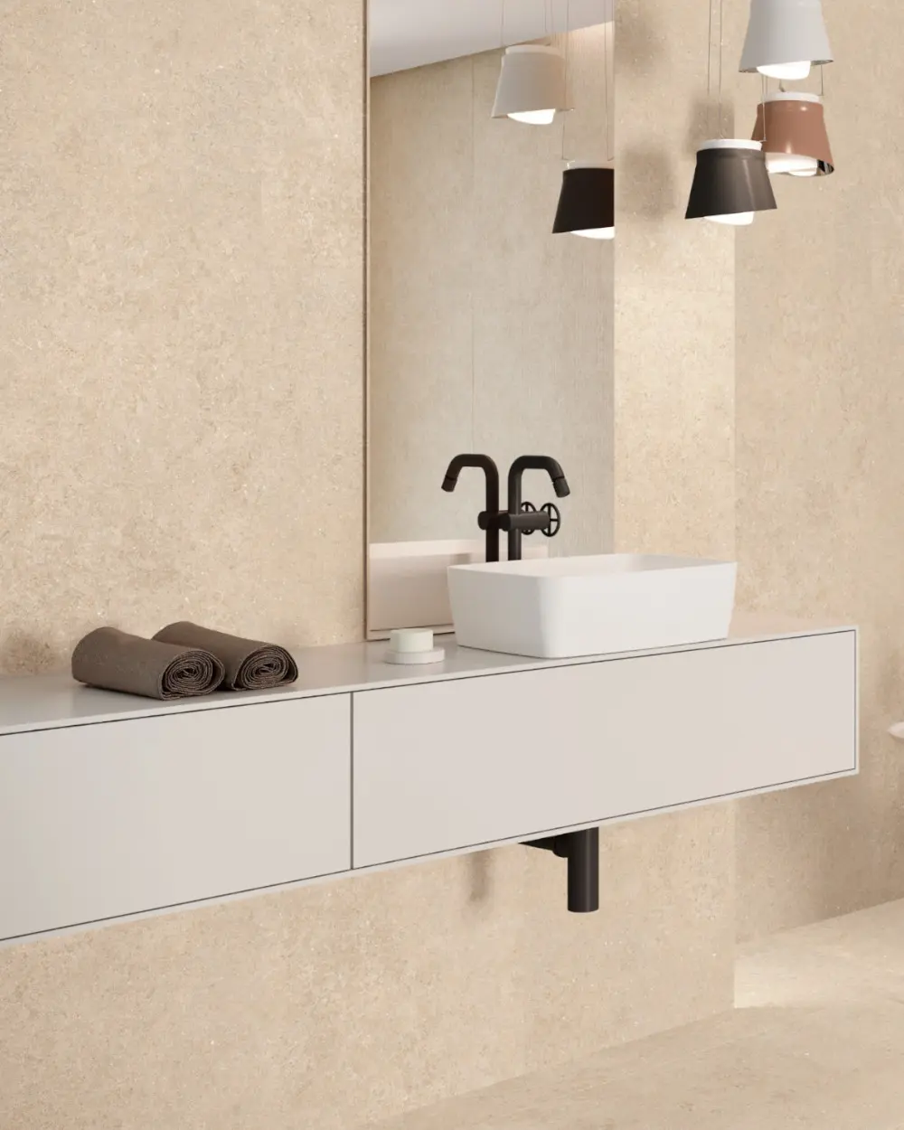 Moderne Steinoptik Fliesen 60x120 cm | Beige Kyoto
