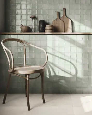 cellular tile with crackle finish | Nour Pastel Green 10x10 cm