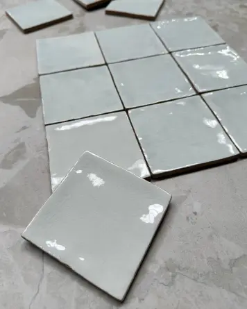 cellular tile with crackle finish | Nour Pastel Green 10x10 cm