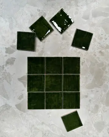 cellular tile with crackle finish | Nour Dark Green 10x10 cm