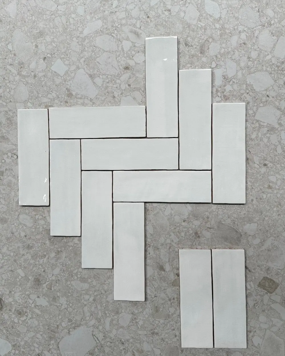 Zellige Fliese mit Krakelee | Nour White 6,5x20 cm