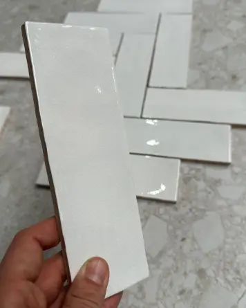 Zellige Fliese mit Krakelee | Nour White 6,5x20 cm