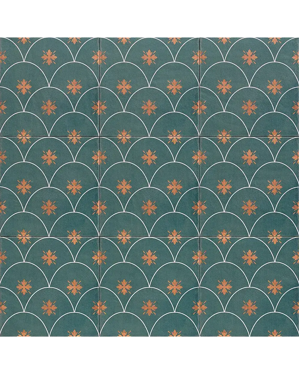 Orientalische Fliesen Smaragdgrün | Glamour Green Halbmond Muster 20x20 cm