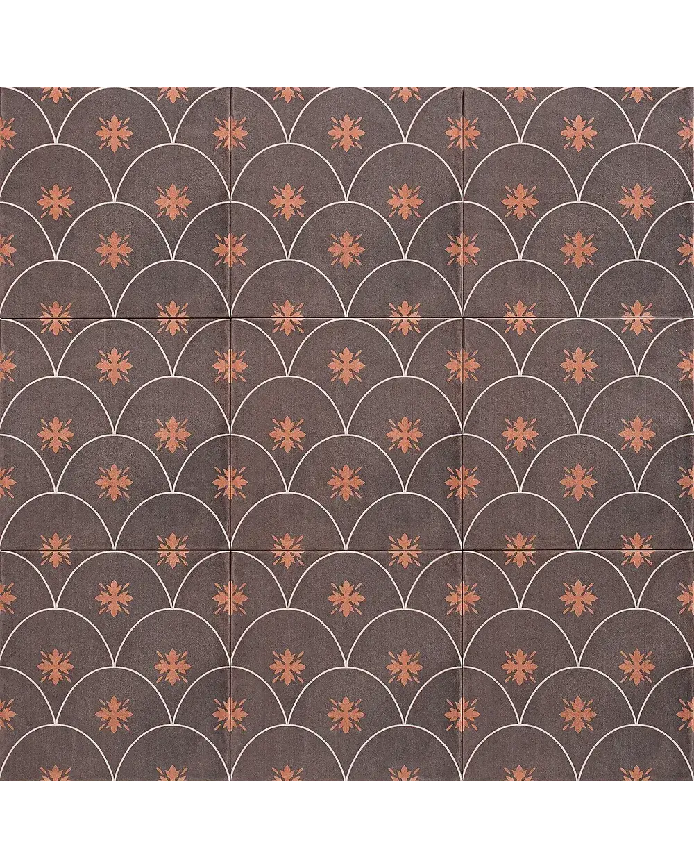 Braune Halbmond-Fliese im Vintage-Look, matt, 20x20 cm