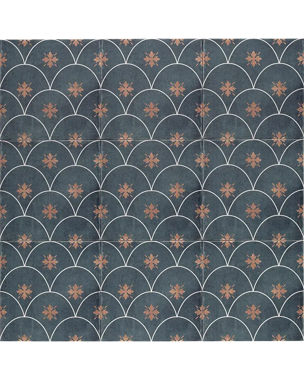 Orientalische Fliesen Blau | Glamour Blue Halbmond Muster 20x20 cm