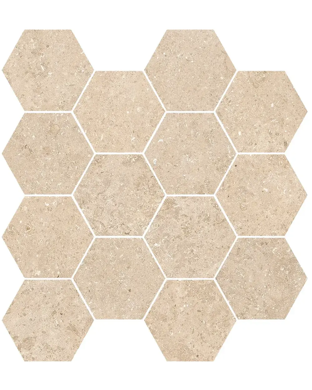Sechseck-Mosaikfliese Beige matt – Stein-Optik 29x27