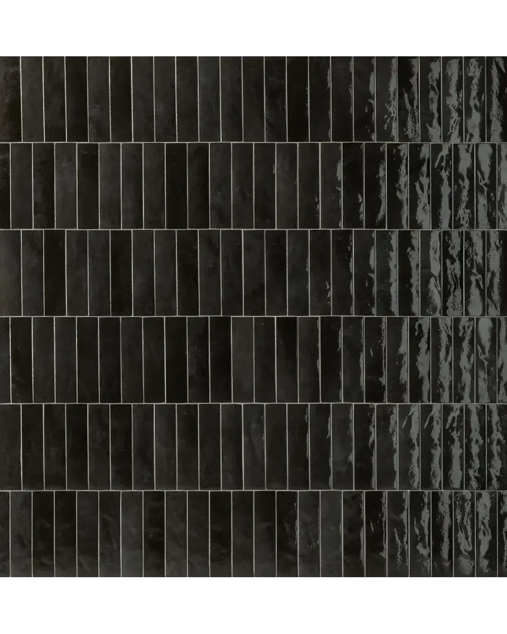 Zellige Wall Tile Black Glossy 6x24 cm
