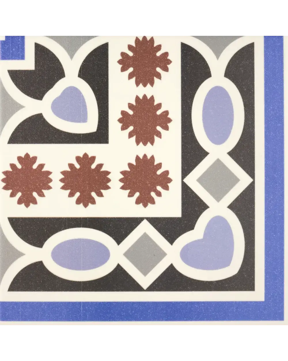 Victorian Corner Tile in Blue, Matt, 20x20 cm