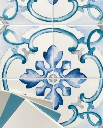 Handbemalte Aquarell Fliesen Jules Gele 14,7 x 14,7 für Boden und Wand | MUSTERVERSAND