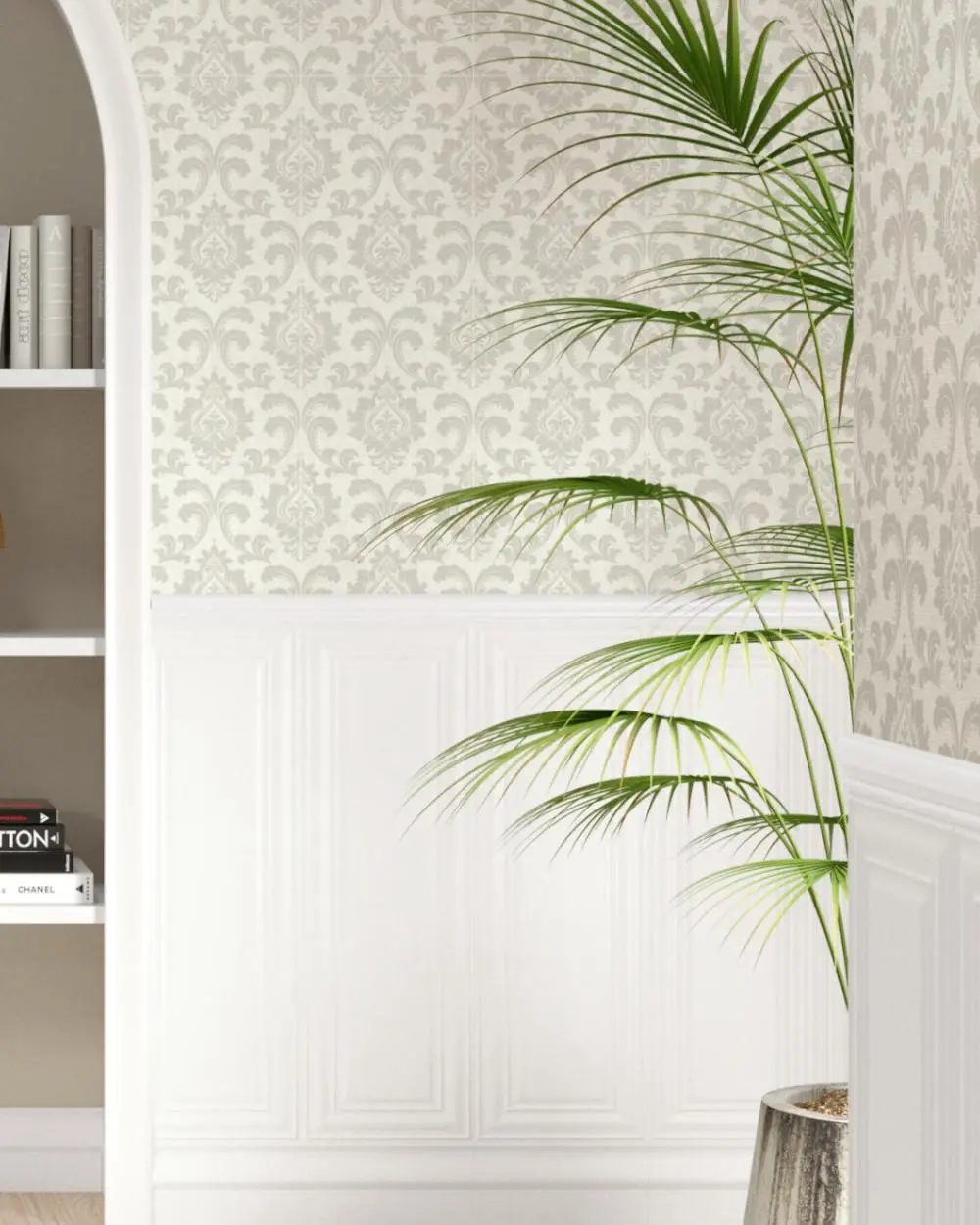 Florale Wandfliese Art Deko Beige 30x90 cm Fables