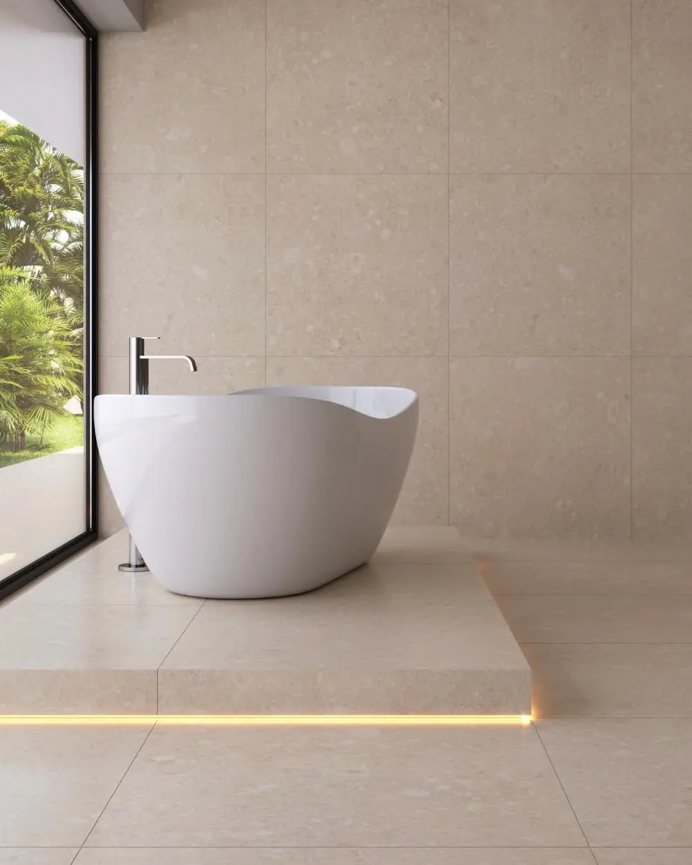 4,89 m² Moderne Terrazzo Fliesen Beige 90,2x90,2 cm | Iseo Marfim