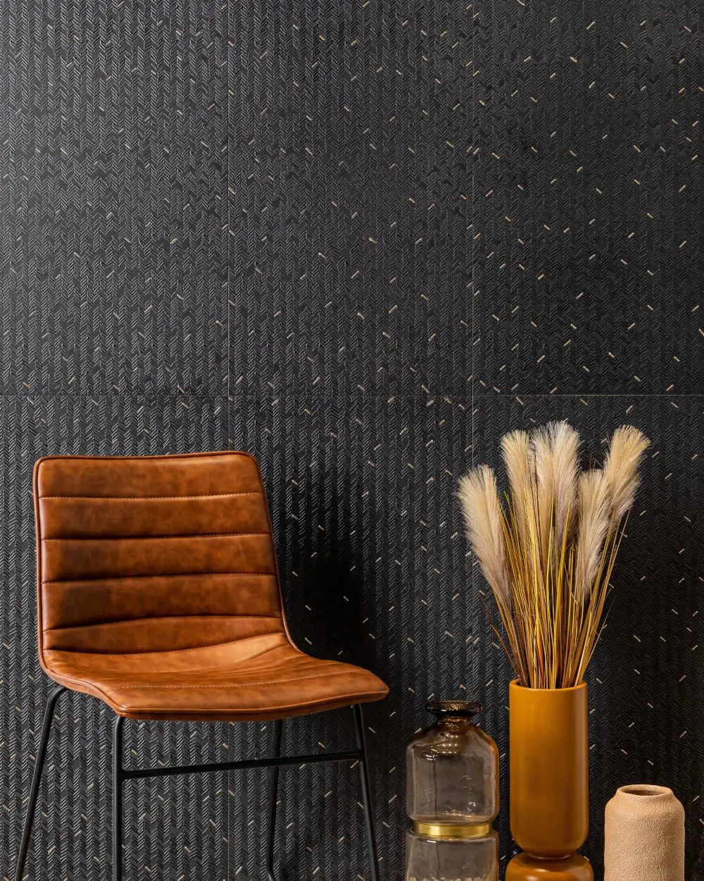 4,05 m² Luxuriöse Wandfliese Schwarz 45x90 cm | Dekor Perseu Preto